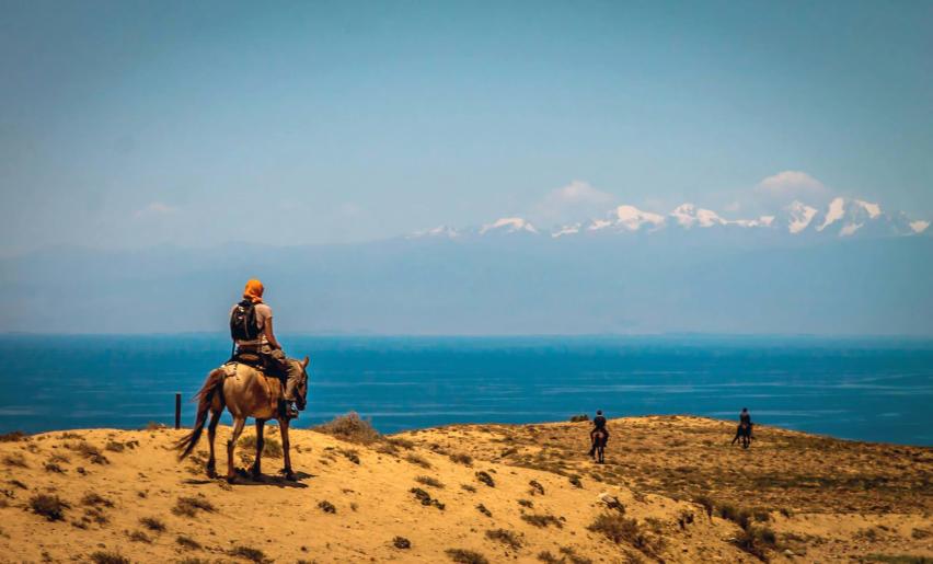 Horse riding at Lake Issyk-Kul