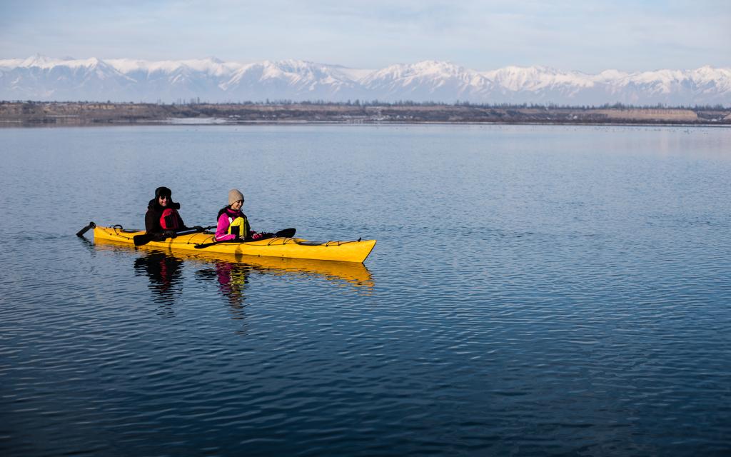 Kayaking at Issyk-Kul Lake, Winter Kyrgyzstan