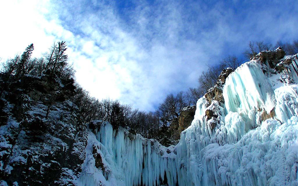 Frozen waterfalls