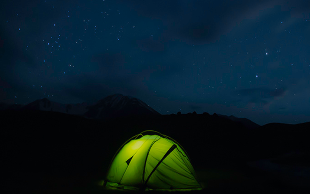 Night at tent in Kumtor gorge